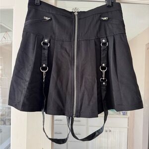 Killstar Black Zippered Skirt with Straps